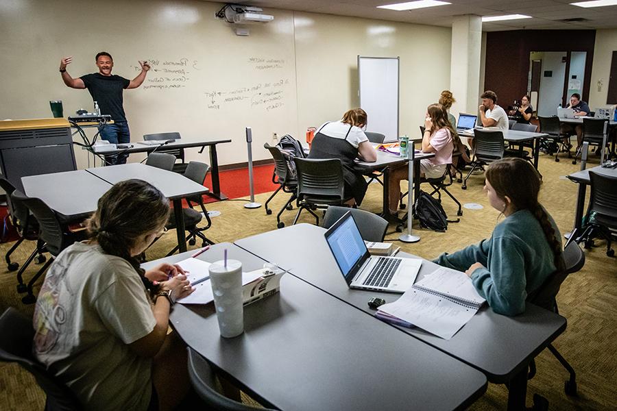 Northwest students participate in a humanities and social sciences course. (Photo by Chandu Ravi Krishna/ Northwest Missouri State University)